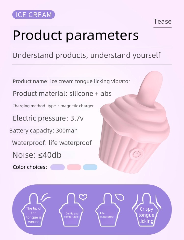 Ice Cream Tongue Lick Jump Egg Cunnilingus Masturbation Toy for Clitoral Stimulation