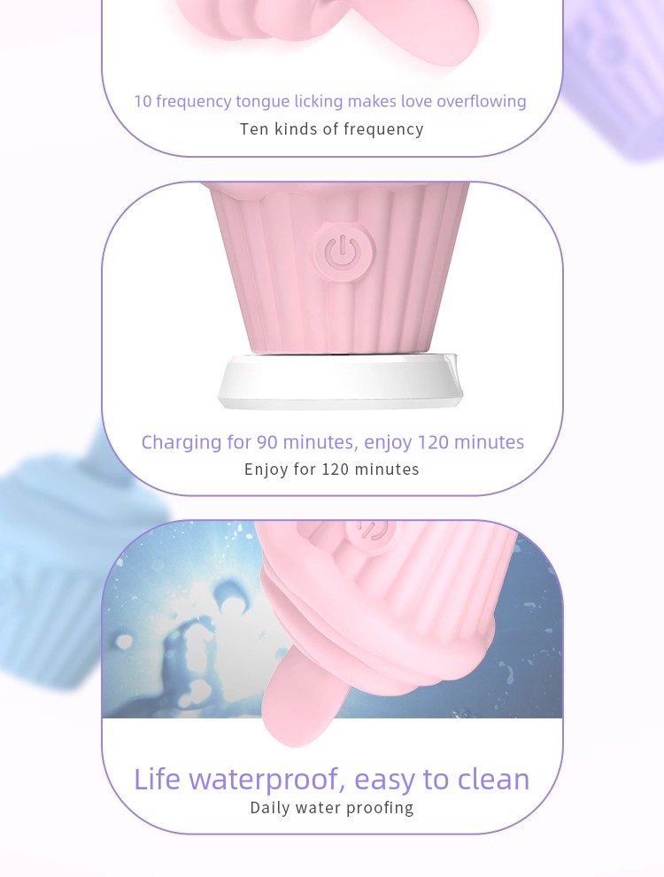 Ice Cream Tongue Lick Jump Egg Cunnilingus Masturbation Toy for Clitoral Stimulation
