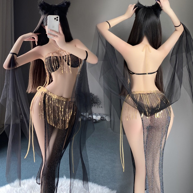 Sexy Sheer Mesh Lingerie Set Dancer-Style Sexy Lingerie Uniform Set