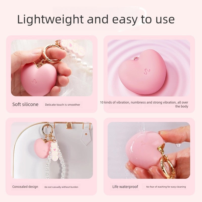 Heart-Shaped Keychain Mini Egg Vibrator – Adult Foreplay Toy for Women