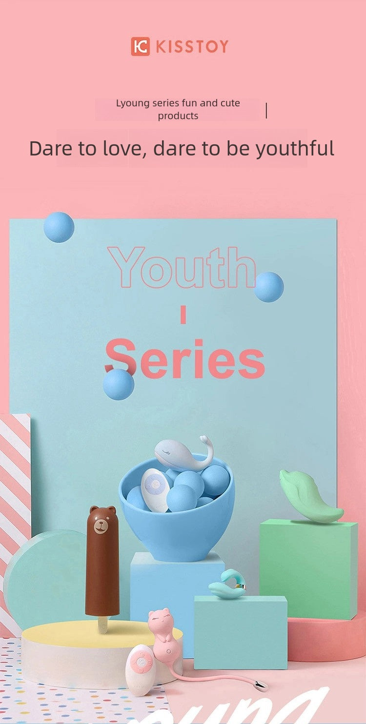 A cute and small whale couple interactive massage device